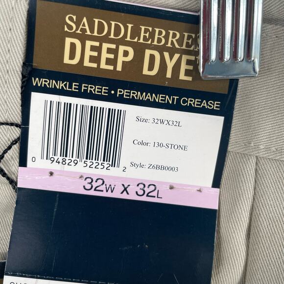 Saddlebred Men's Deep Dye NEW 32x32 Beige Wrinkle Free Dress Pants NWT - Picture 4 of 7